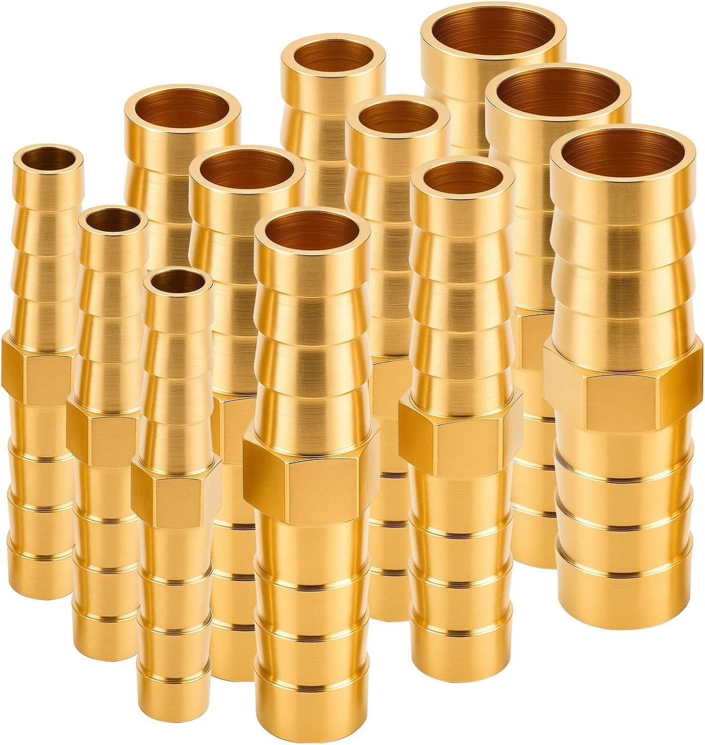 12 PCS 1/4" 5/16" 3/8" 1/2" Brass Barbed Hose Fittings, Metals Splicer Mender