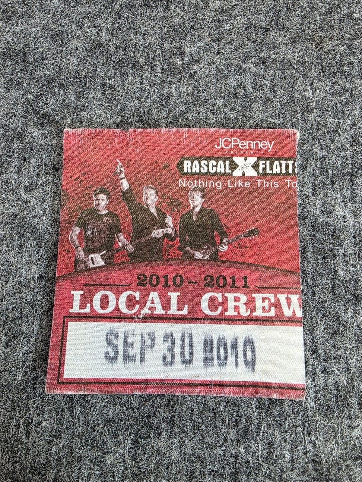 Rascal Flatts Local Crew 2010-2011 Tour Backstage Pass SEP 30