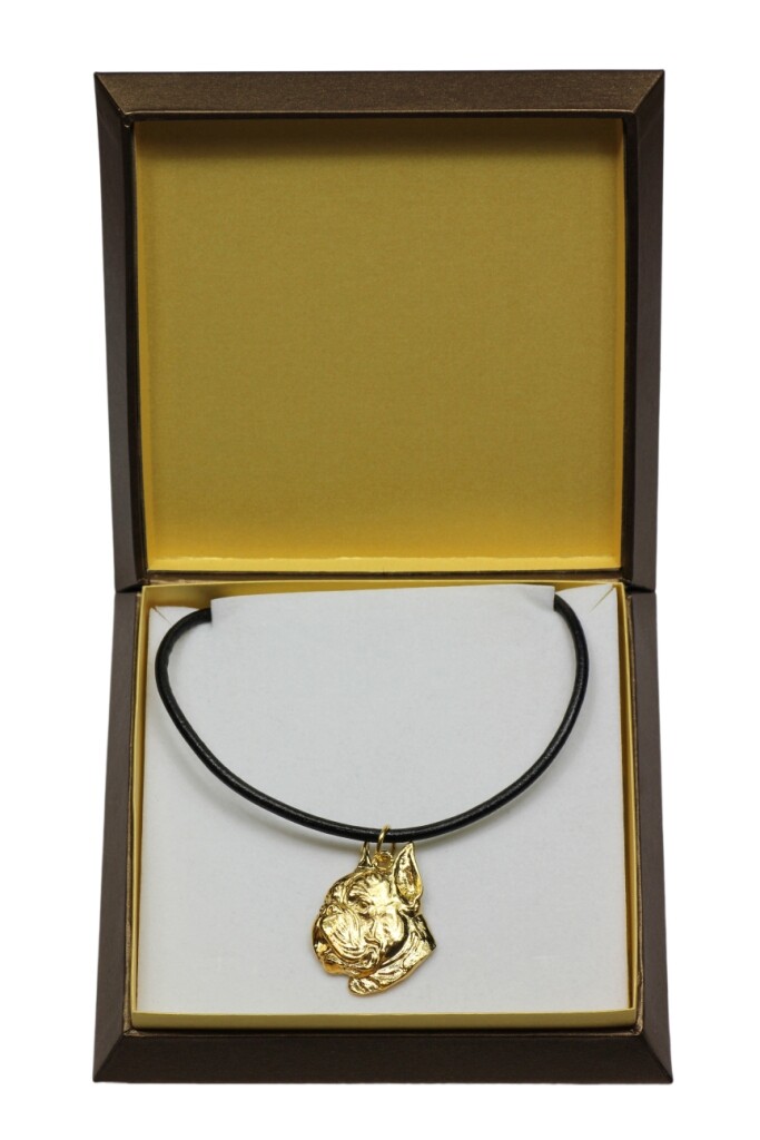 Boxer, German Boxer II - Dog Collar IN Geschenkbox, Gilded Pendant F