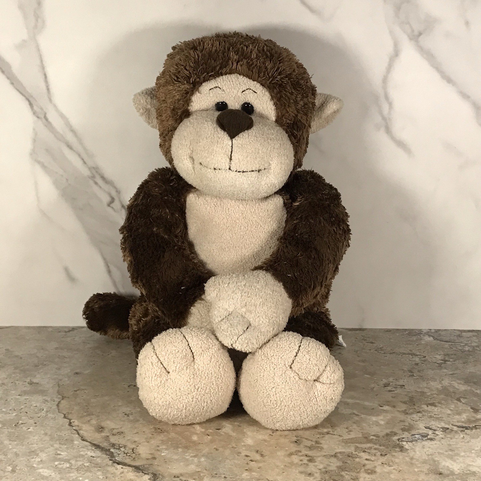 BUILD A BEAR WORKSHOP SHAGGY BROWN MONKEY CHIMP PLUSH ANIMAL PLASTIC EYES