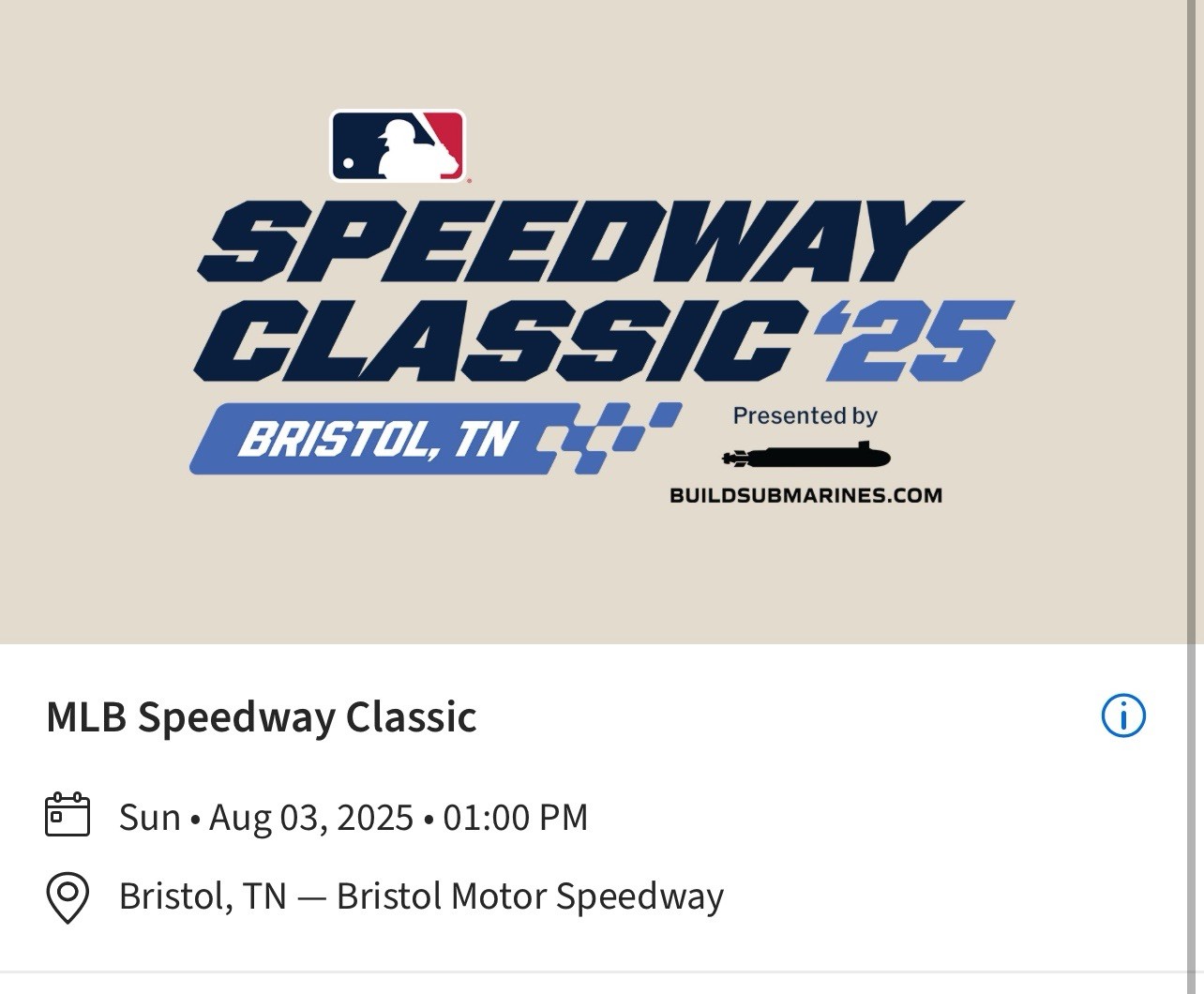 2 Bristol Speedway Classic MLB Tickets