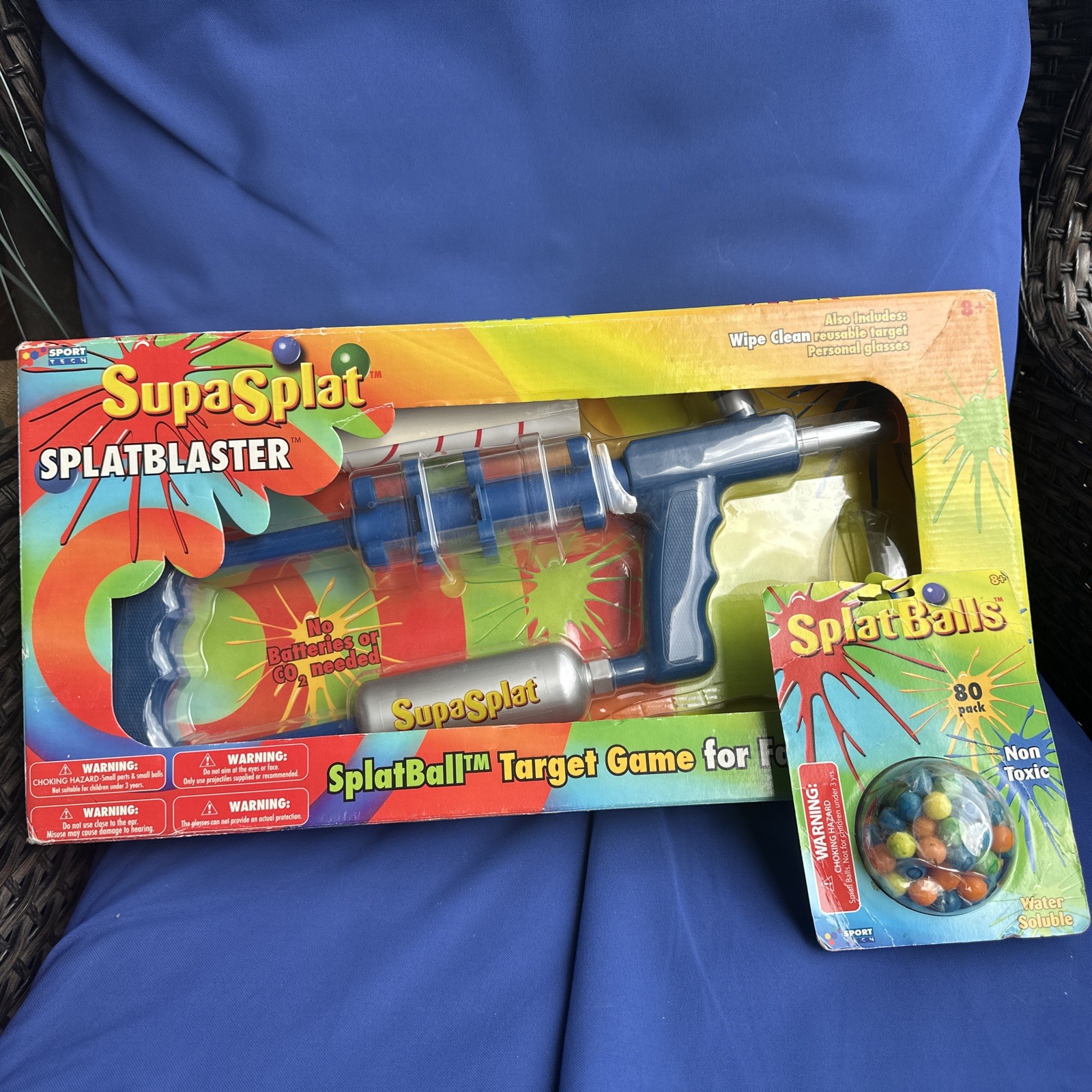 SupaSplat SPLATBLASTER, SplatBall Target Game For Family Fun. New!!! RARE BLUE!!