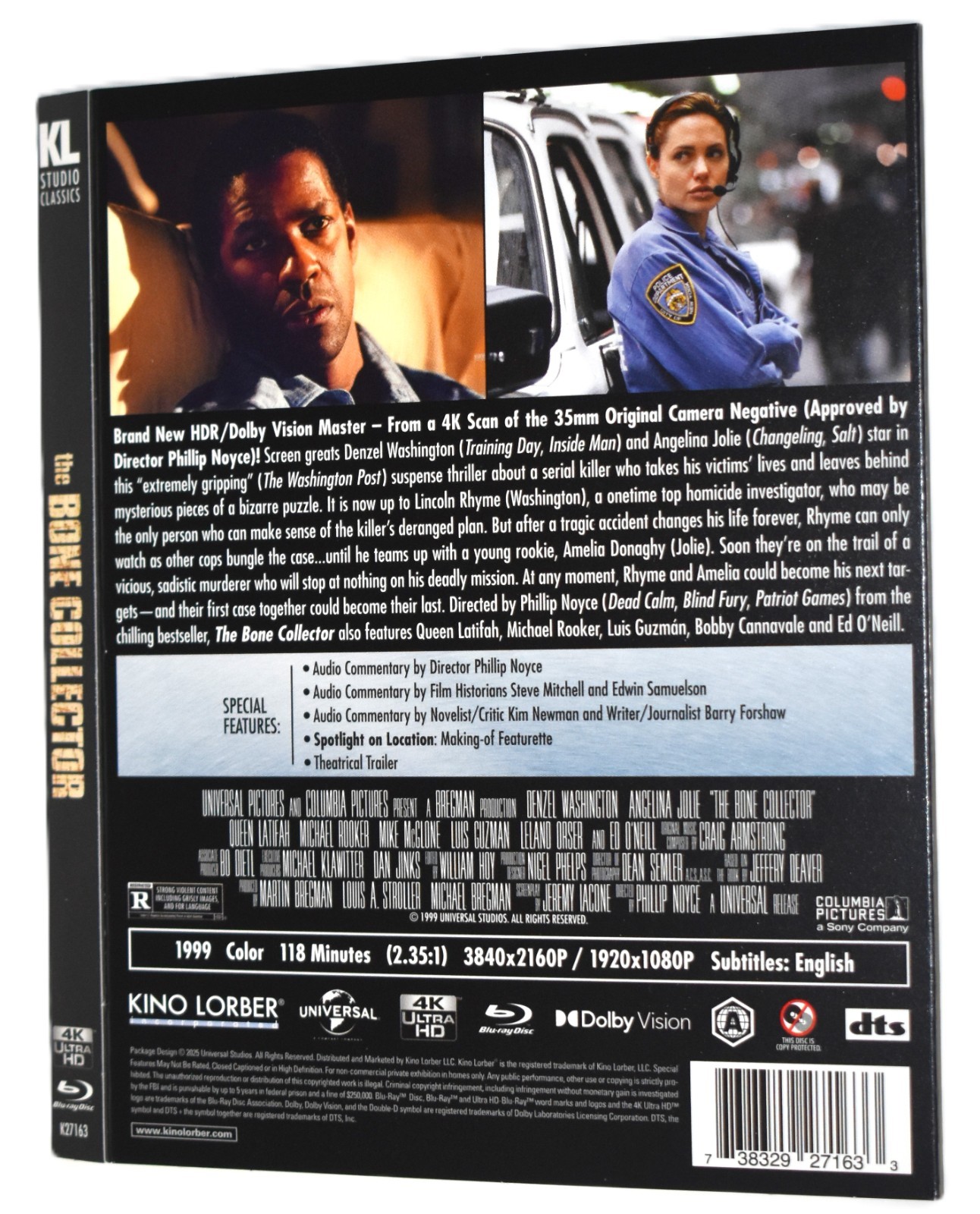 UHD SLIPCOVER ONLY -Fits:  Bone Collector  Kino Ultra HD 4K Blu-ray -COVER ONLY