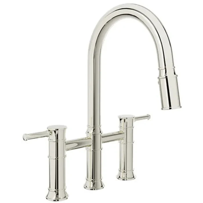 BARIL Villa Bridge Kitchen Faucet/2-Function Pull-Down Spray/Polished Nickel