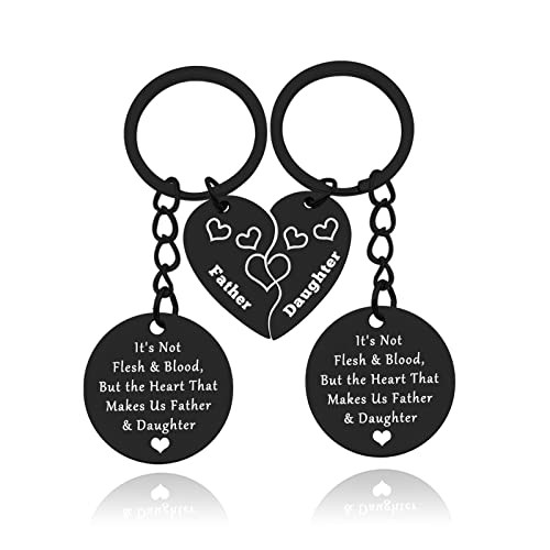 Funny Dad Daughter Gift - Step Dad Adoption Jewelry Keychain for Father's Day, 