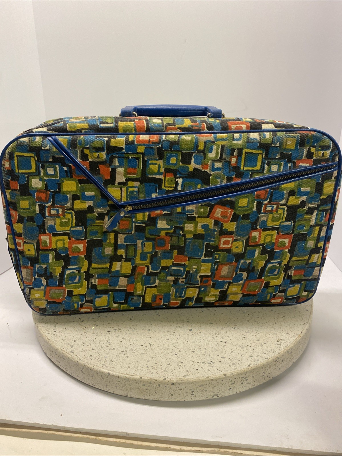 Vintage Colorful Geometric Childs Suitcase 1960-70s