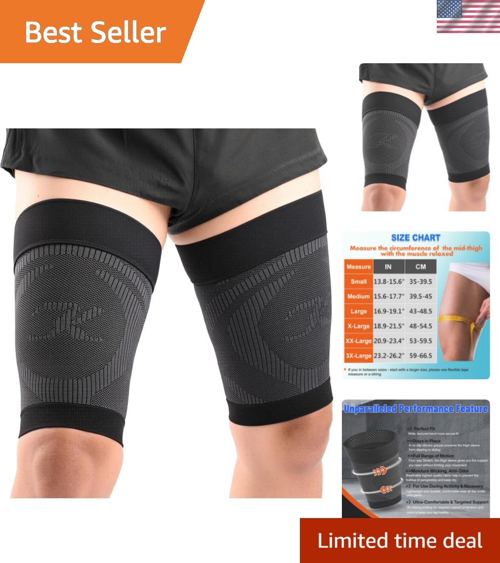 Thigh Compression Sleeves Pair, Unisex, Hamstring Compression Sleeve for Quad...