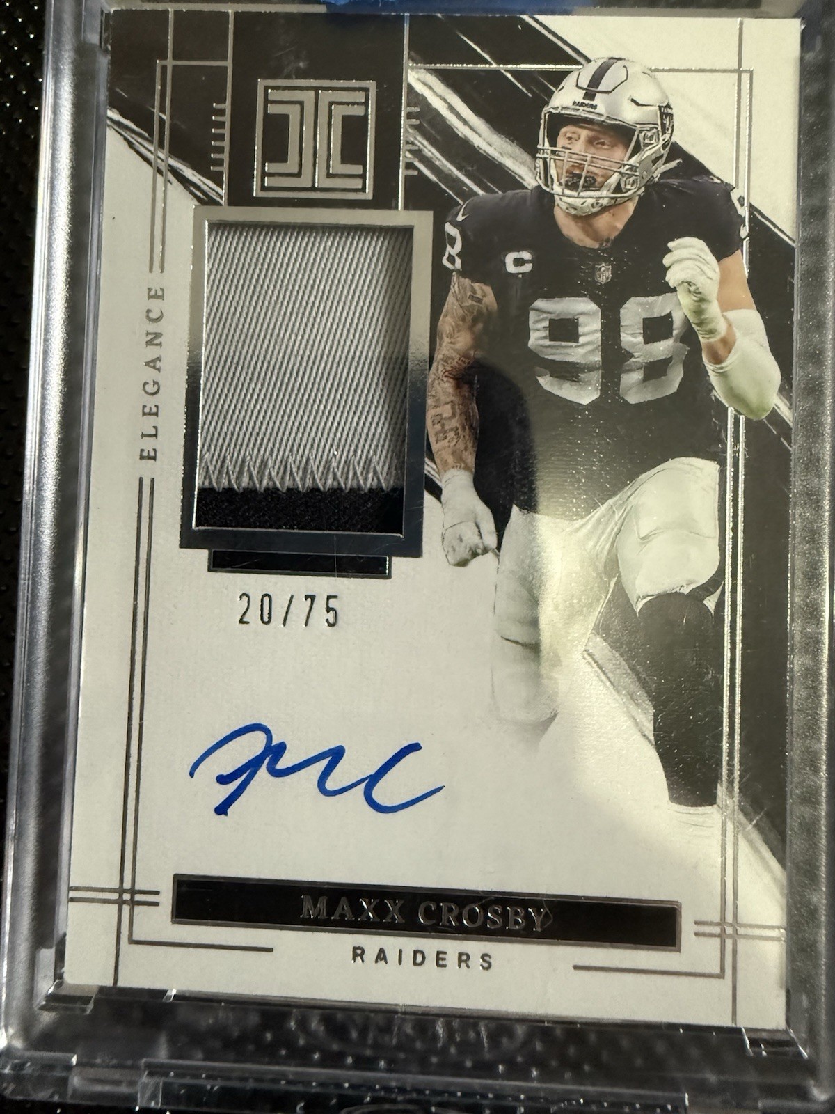 2022 Panini Impeccable Maxx Crosby Patch Auto *On Card Auto* Raiders Ravens /75