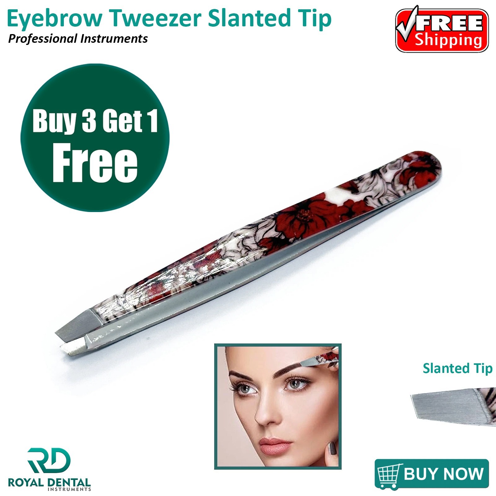 Pro Eyebrow Tweezers Professional Hair Beauty Slanted Stainless Steel Tweezer 