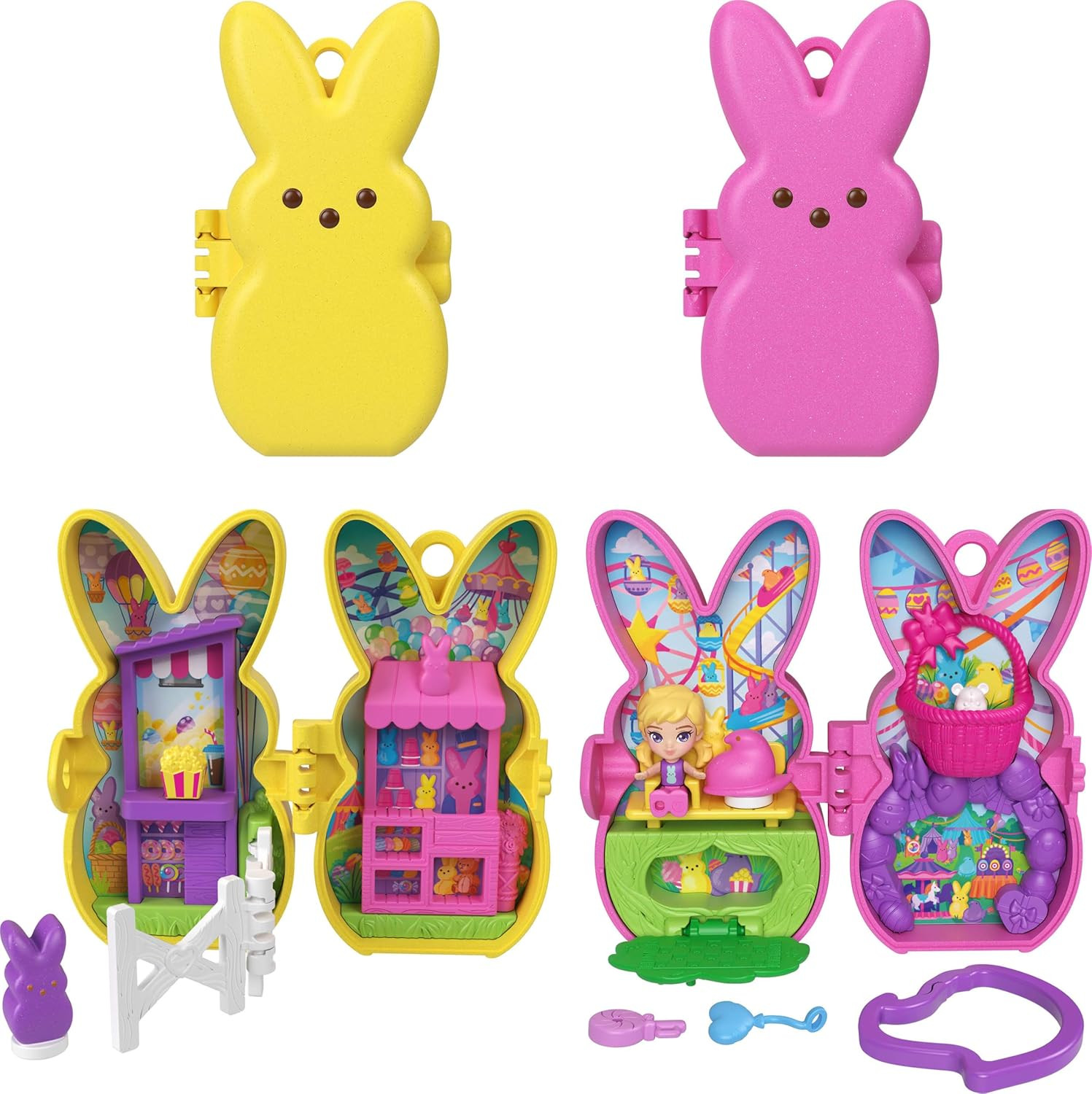 X Peeps, Micro Doll & 2 Playsets with 7 Themed Accessories, Keychain Clip, Trave
