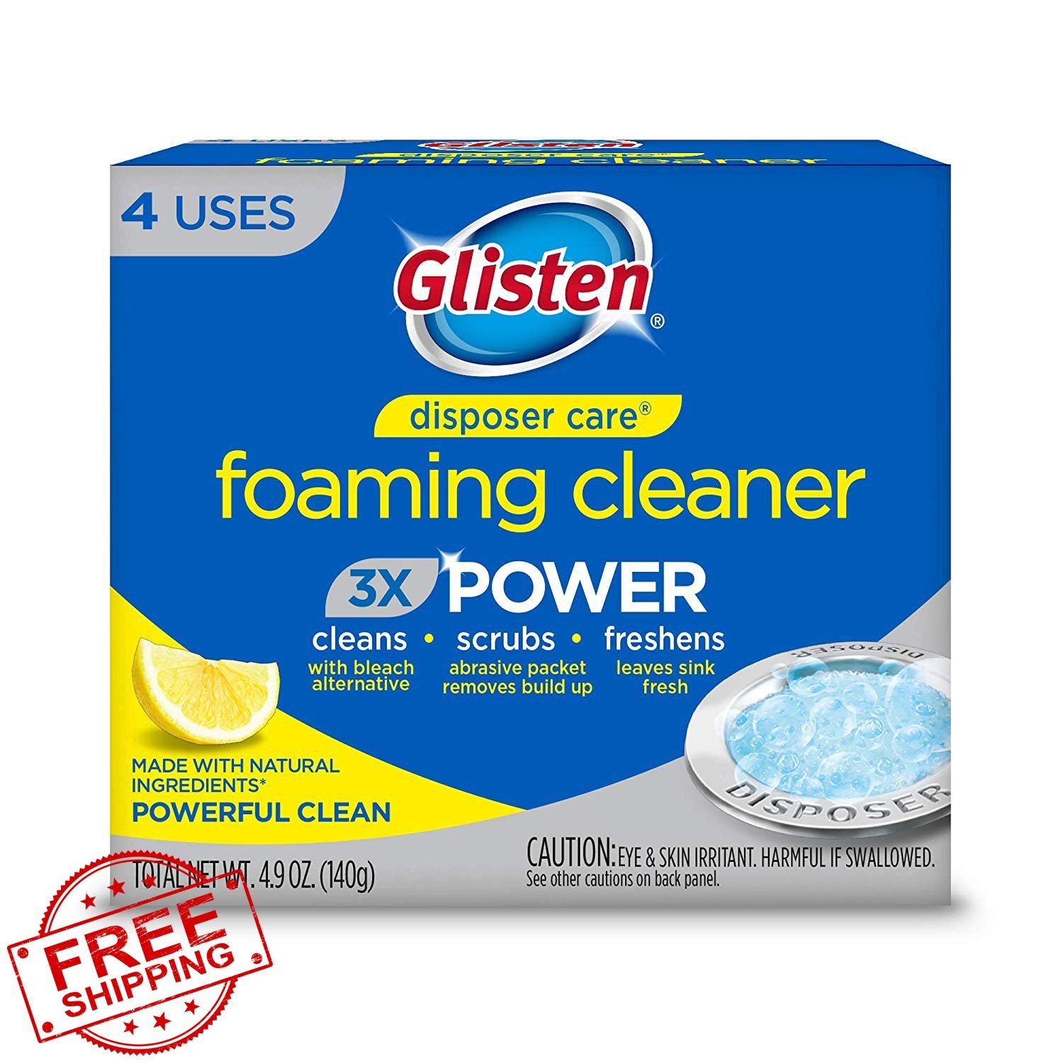 Glisten Garbage Disposal Cleaner Lemon Scent 4 Uses