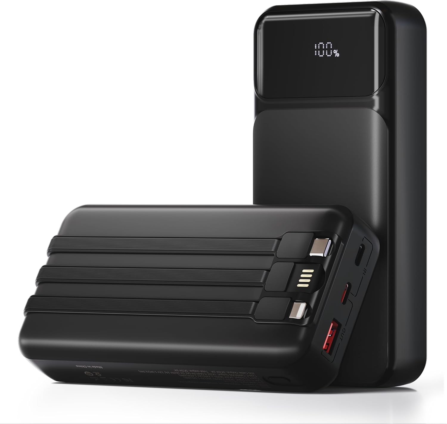 49800mAh Portable Charger with 3 Built-in Cables, Fast Charging for iPhone Andro