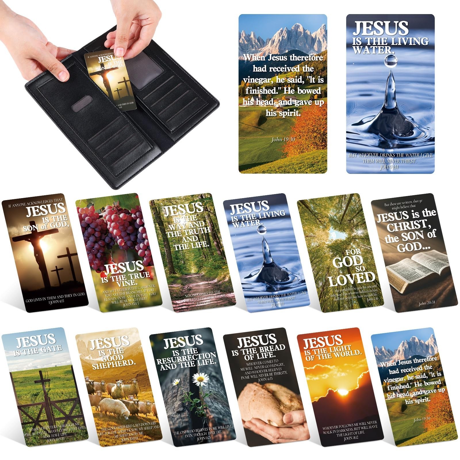 60 Pcs Religious Easter Wallet Cards Assortment Bible Verse Religious Christi...