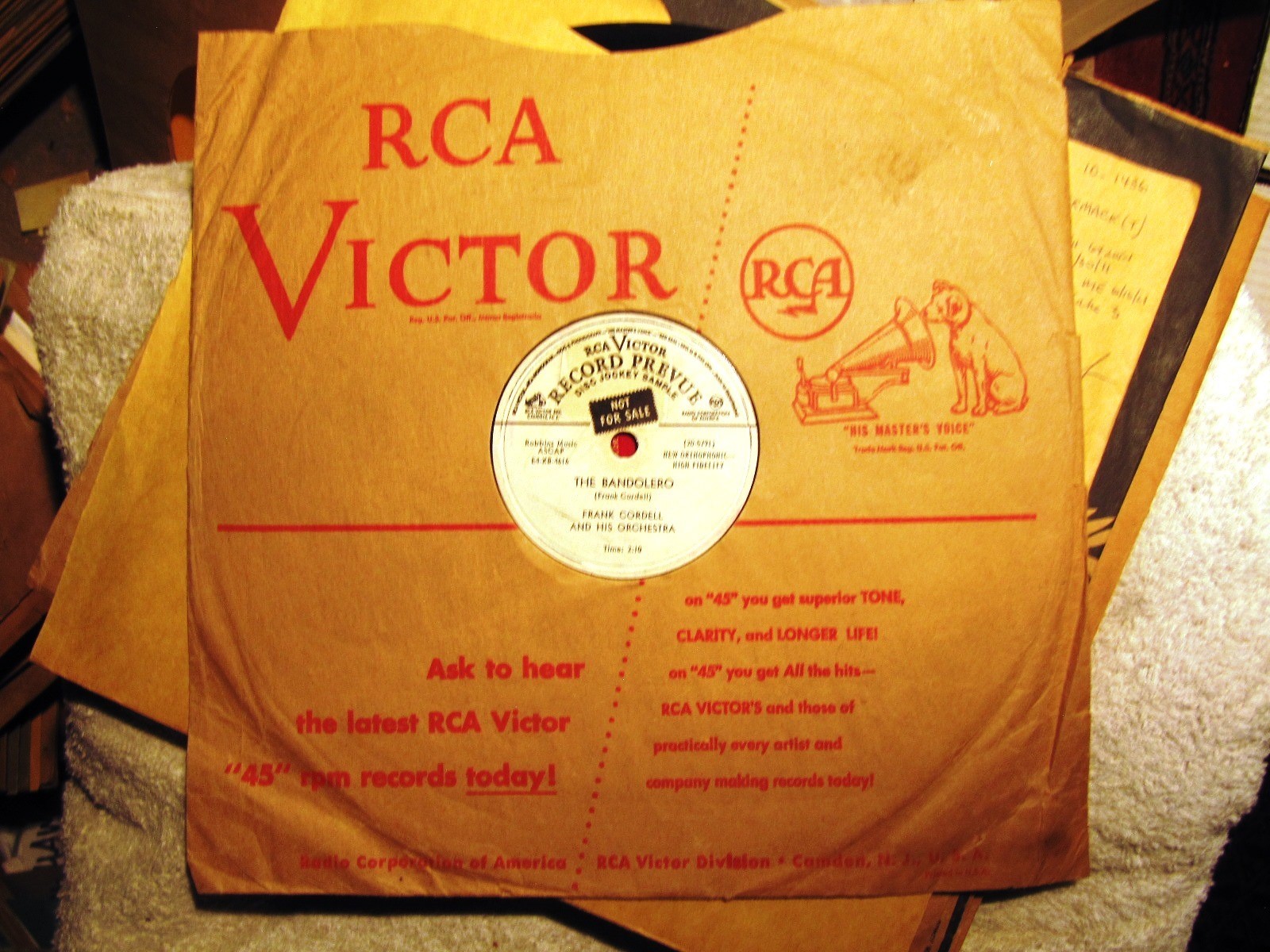 DJ Radio Station Promo Record Frank Cordell HAPPY HORNBLOWERS / The Bandolero