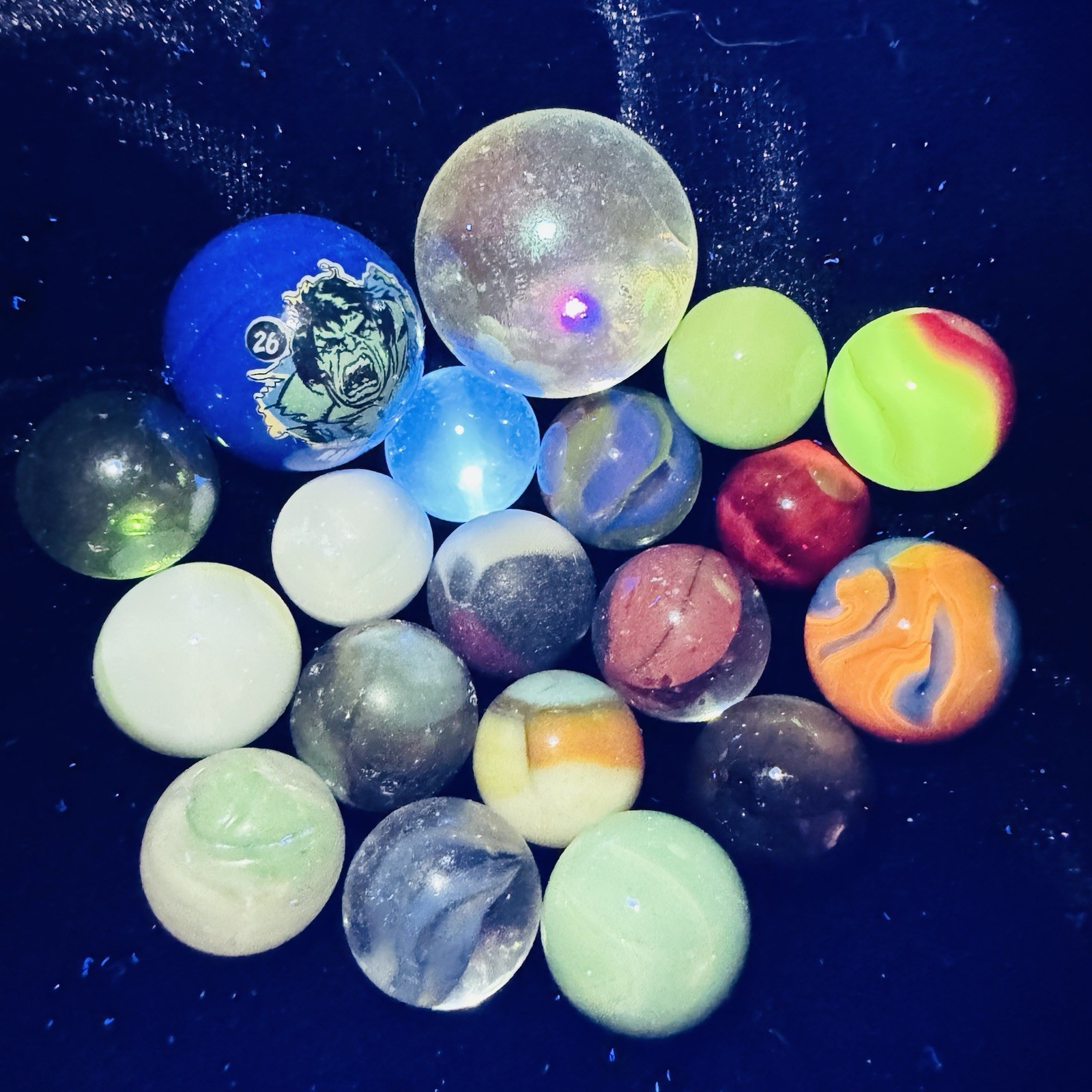 Vintage Marble Lot Of MARBLES UV Reactive Cadmium Uranium Lot #145
