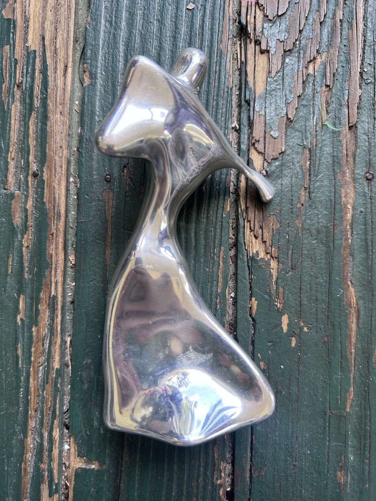 MCM Vintage Silver Tone Metal Golfer Figurine Abstract Sculpture Artist Signed