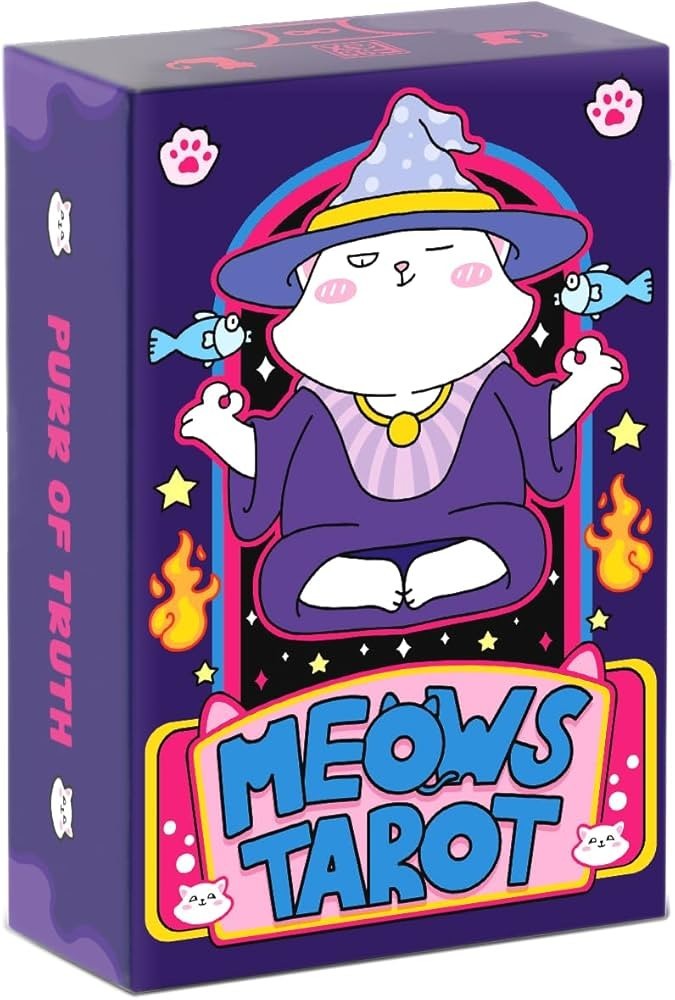 Meows Tarot Card Deck For Cat Lovers w/ Guidebook 78 Cards for Adults Beginners