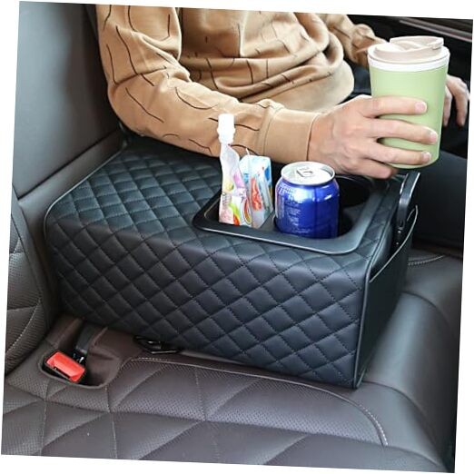  Upgraded Car Seat Armrest Organizer with Cup Holders & Phone Slot - Plaid