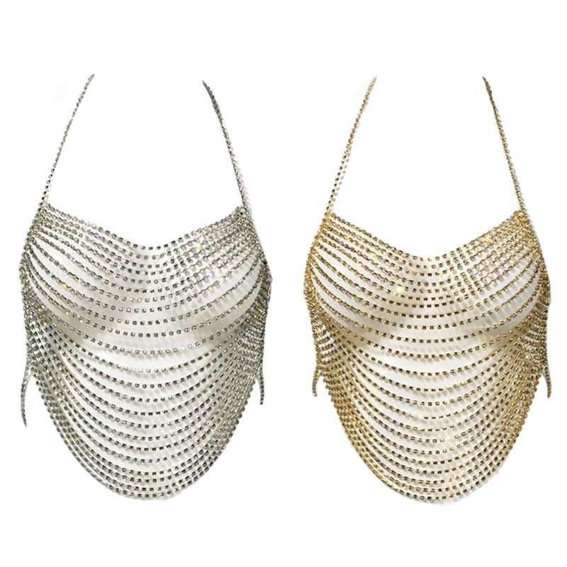 Multilaye Rhinestone-Chain for Women Party Nightclub Sparkly Body Jewelry Gift