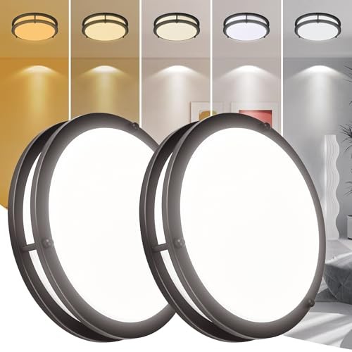 2 Pack 12 Inch Round Ceiling Light Fixture for Hallway 12 inch - 2 Pack Black