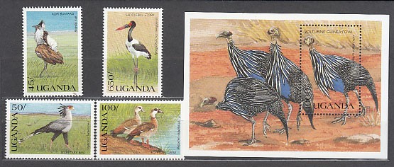 Uganda - Mail Yvert 682/5+H 115 ** Mnh Birds Fauna