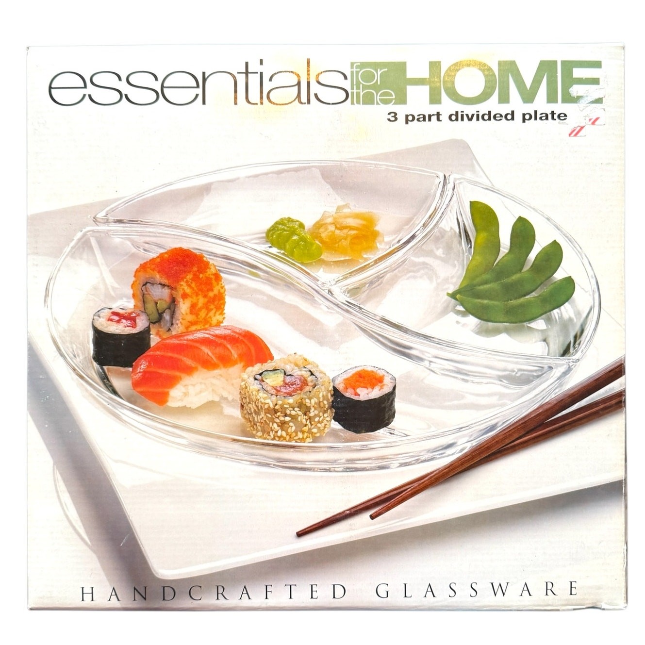 Home Essentials 3 Part Divided Plate Glass New