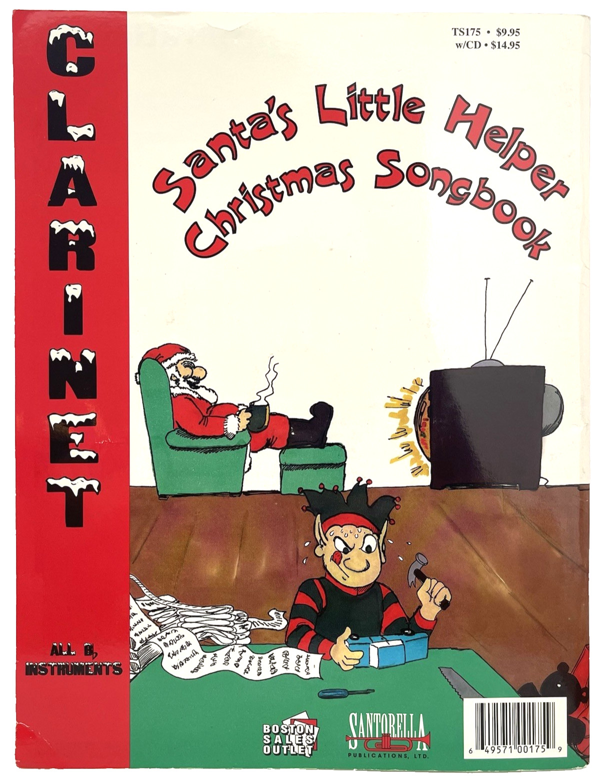Clarinet Solo Duet Songbook w/Piano Accomp CD Santa's Little Helper Christmas