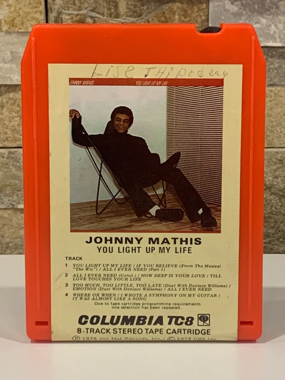 Johnny Mathis You Light Up My Life 8-Track Stereo Columbia 1978 PCA 35259 Orange