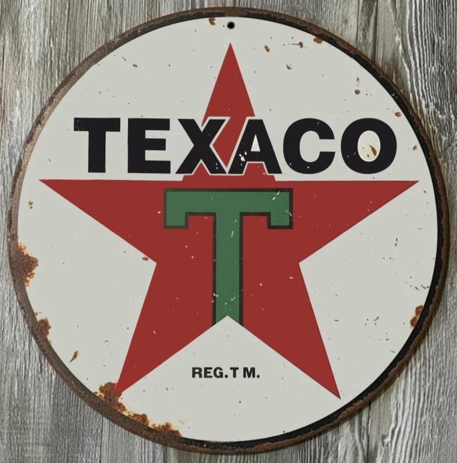 Texaco 12" Diameter Vintage Novelty Metal Sign Made In USA New!
