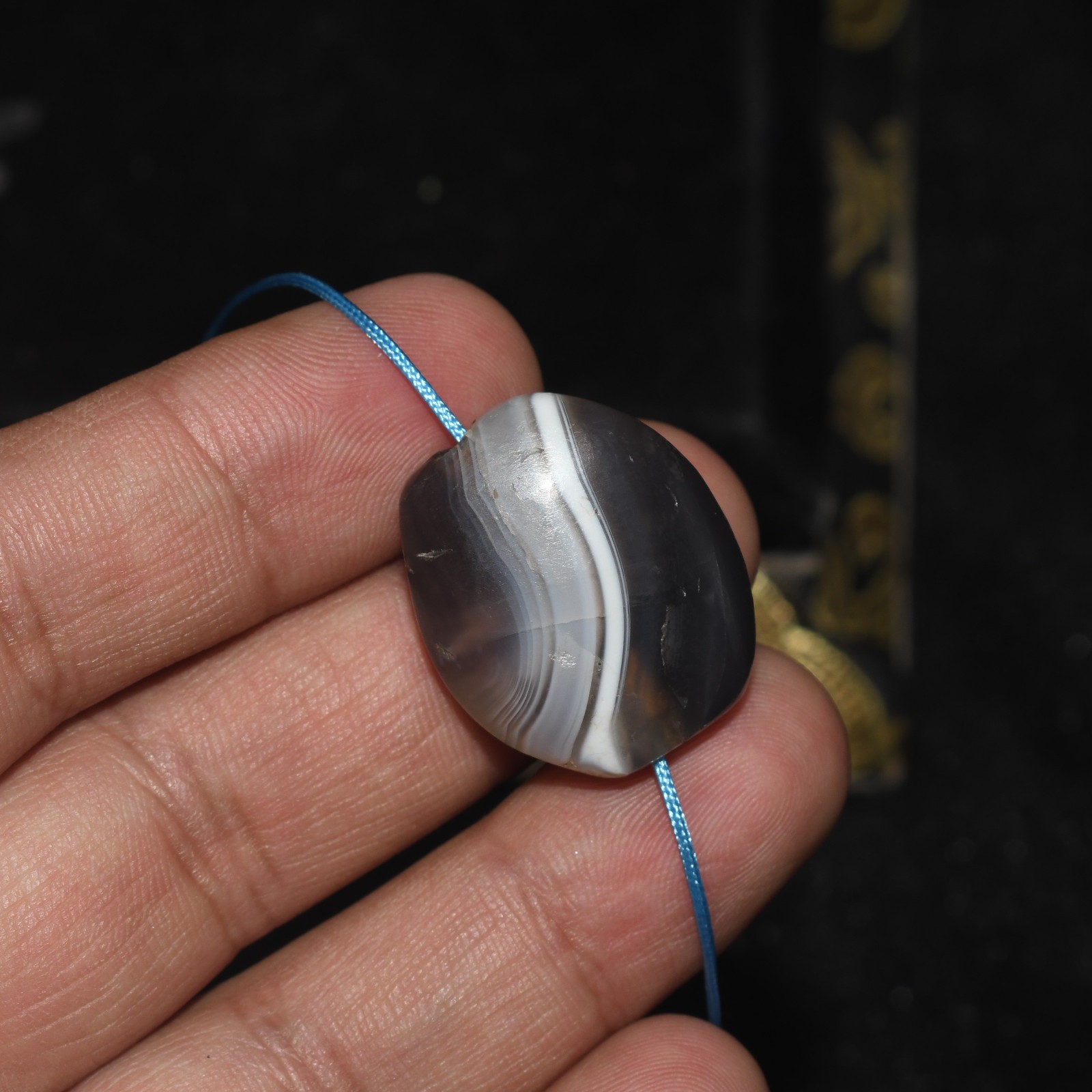 Ancient Banded Agate Stone Bead with Rare Pattern over 2500 Years Old