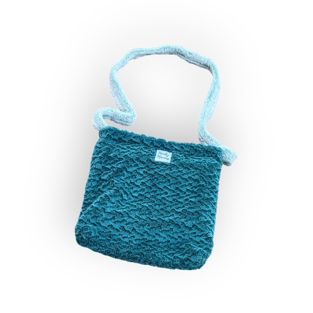 Minky Mamas Soft Plush Tote Bag Teal Light Blue Baby Toddler Child Gear