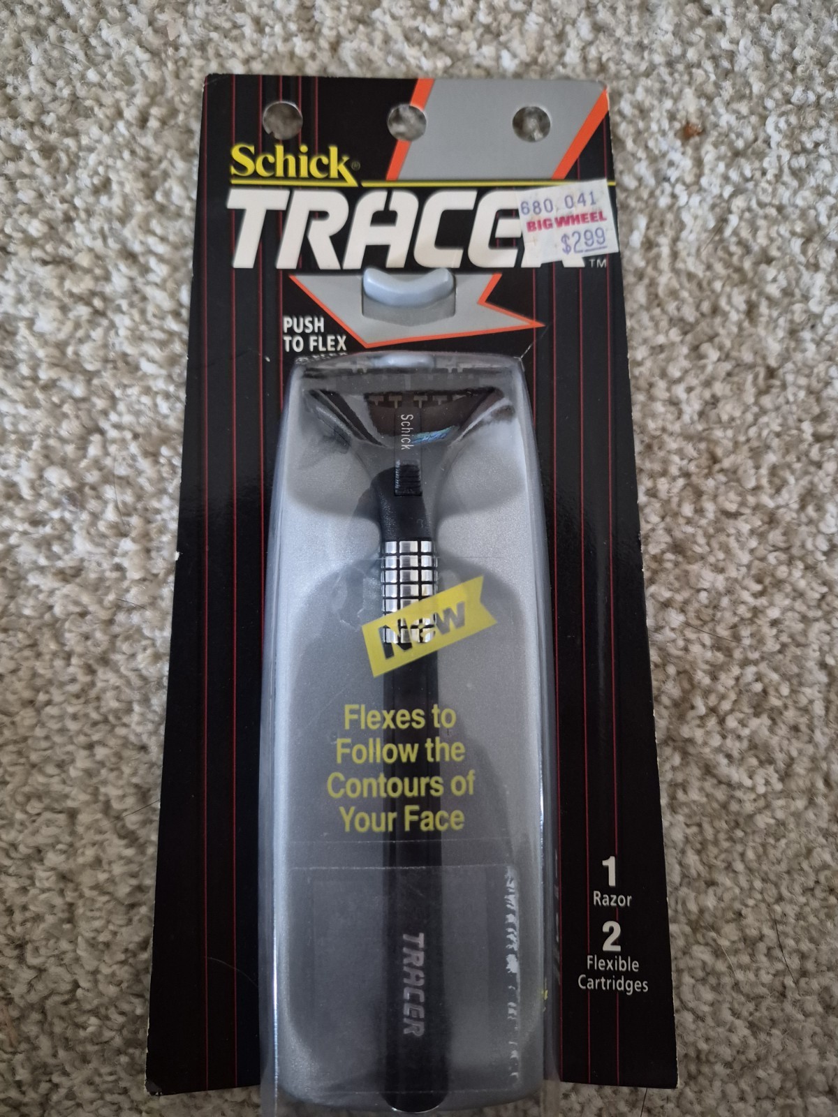 Schick Tracer Handle Shaver Push To Flex Razor 2 Flexible Cartridges New On Card