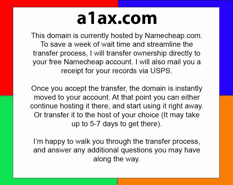 a1ax.com  - 4 character PREMIUM .com Domain Name