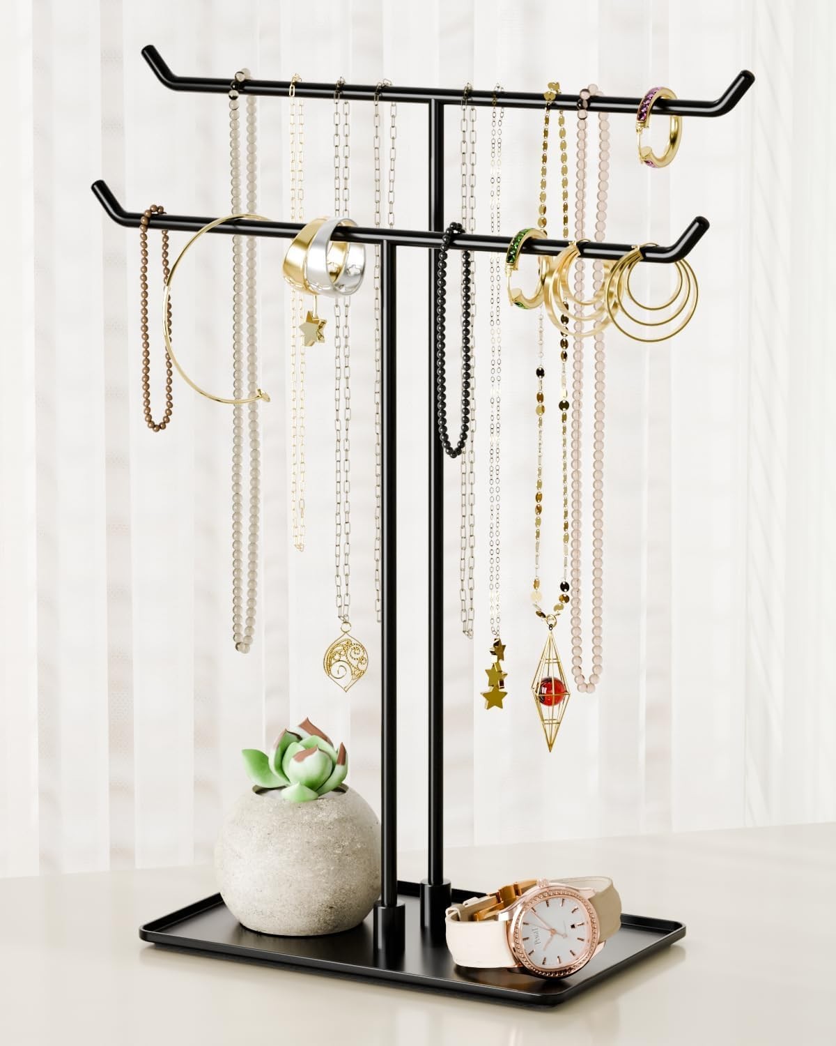 Necklace Stand Black Metal Necklace Organizer Home Decor
