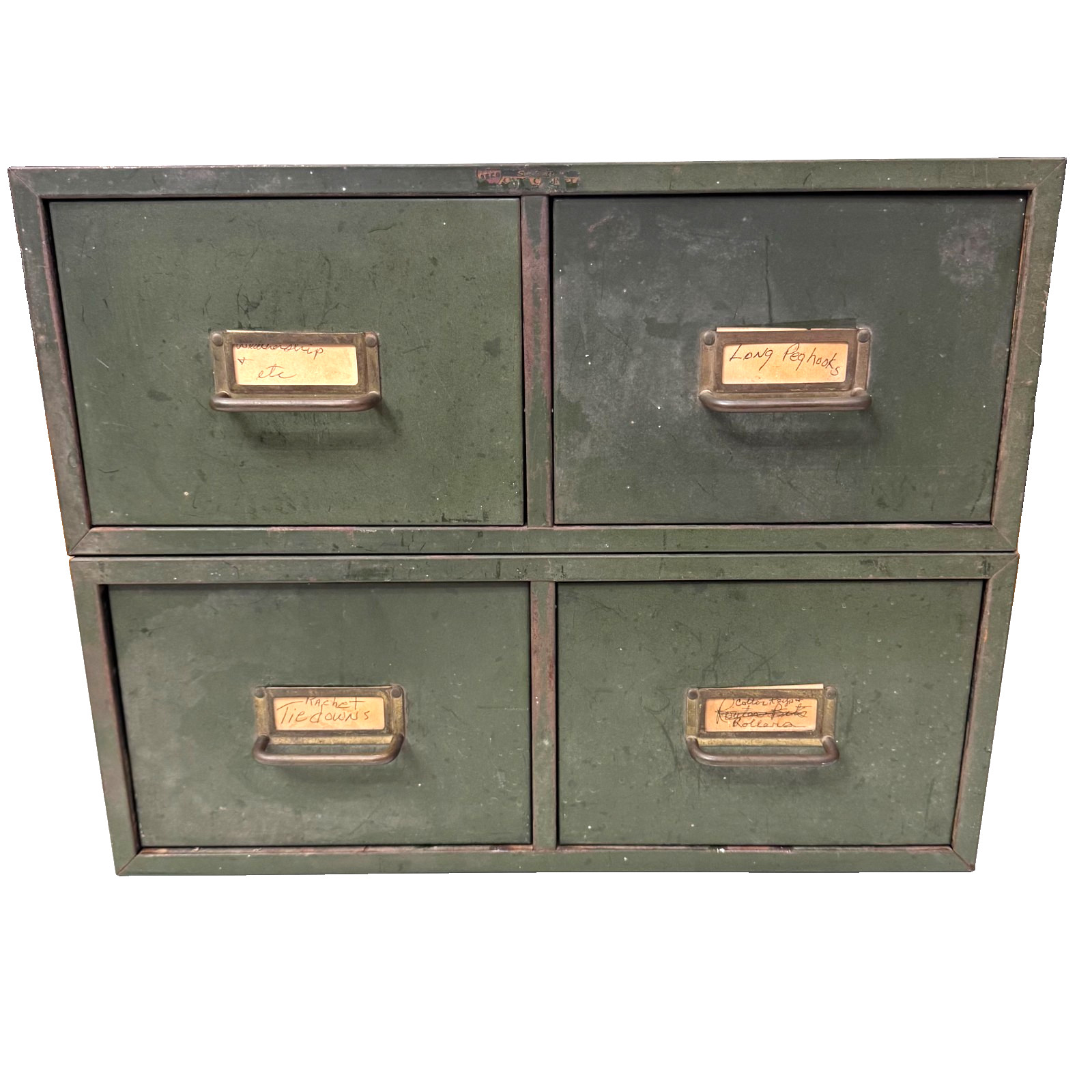 Vintage 4 Drawer Industrial Card Catalogue Green Vintage Machinist Parts Equipto
