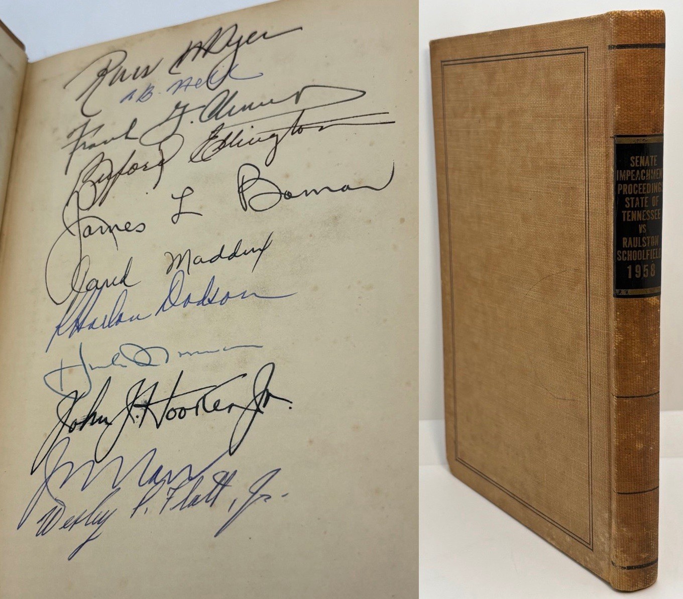Judge Raulston Schoolfield Tennessee Impeachment 1958 Signed By TN Governors