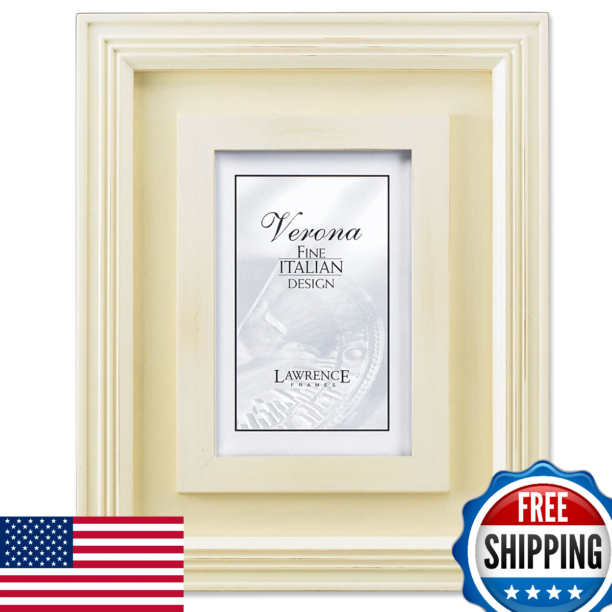 Lawrence Frames Dimensional Distressed Cream Wood Picture Frame 4x6