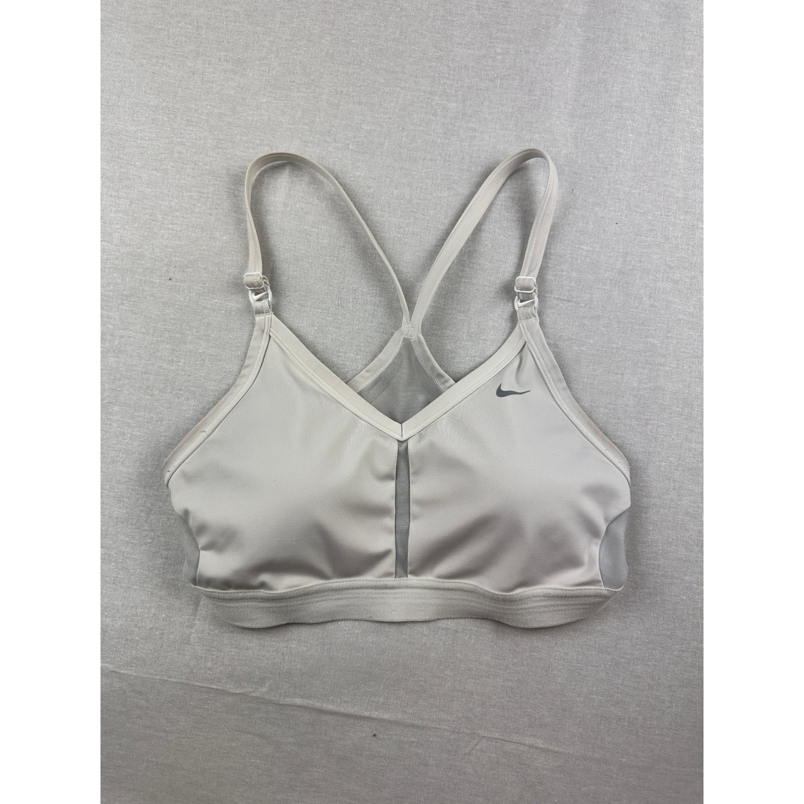 Nike Dri-FIT Indy Light Support Sports Bra Grey Mesh Racerback Womens Large