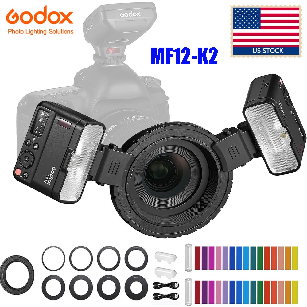 Godox MF12 MF12-K2 Macro Flash 2.4G Wireless Control for Nikon Sony Canon Fuji
