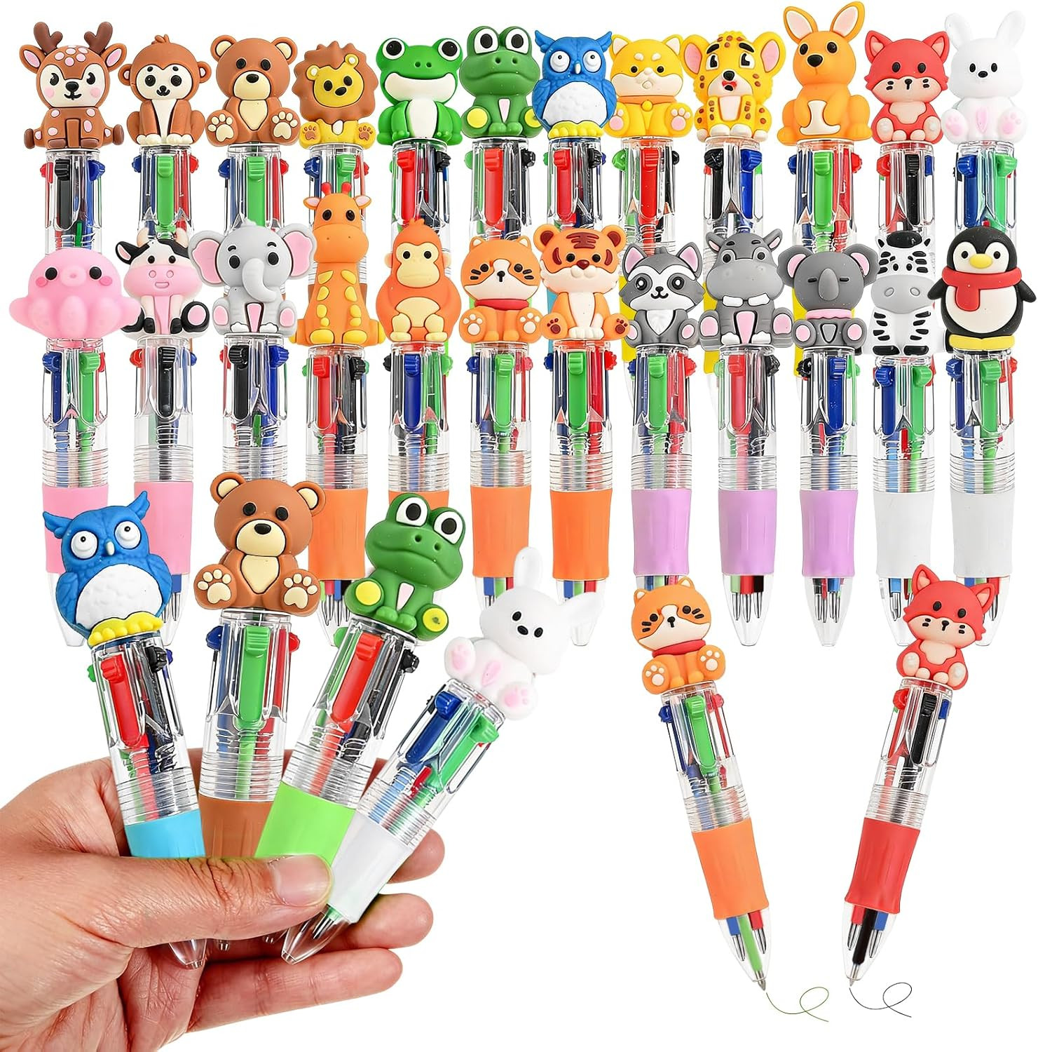 30 Pcs Animal Pens Multicolor Pen in One 4-In-1 Cute Pens Bulk Fun Rabbit Cow Fr