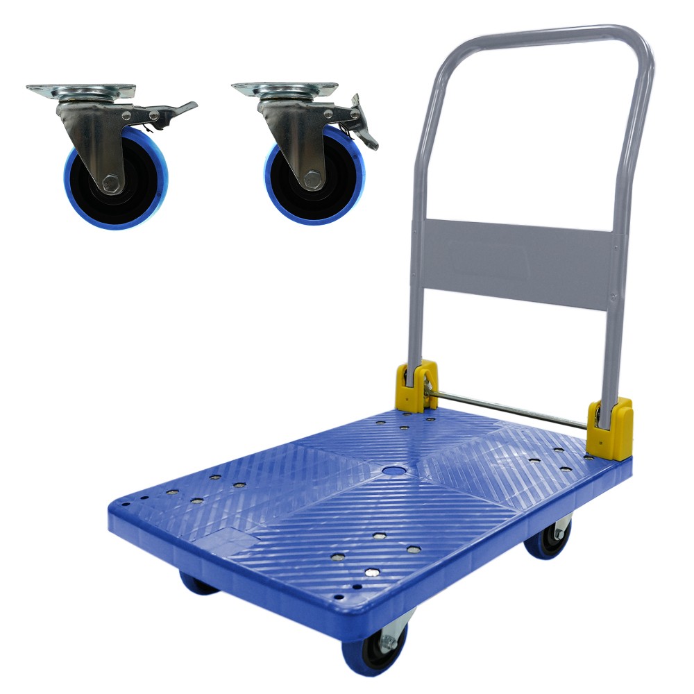 Foldable Platform Push Hand Truck Cart, 440 lbs. Weight Capacity, 2 Swiv 
