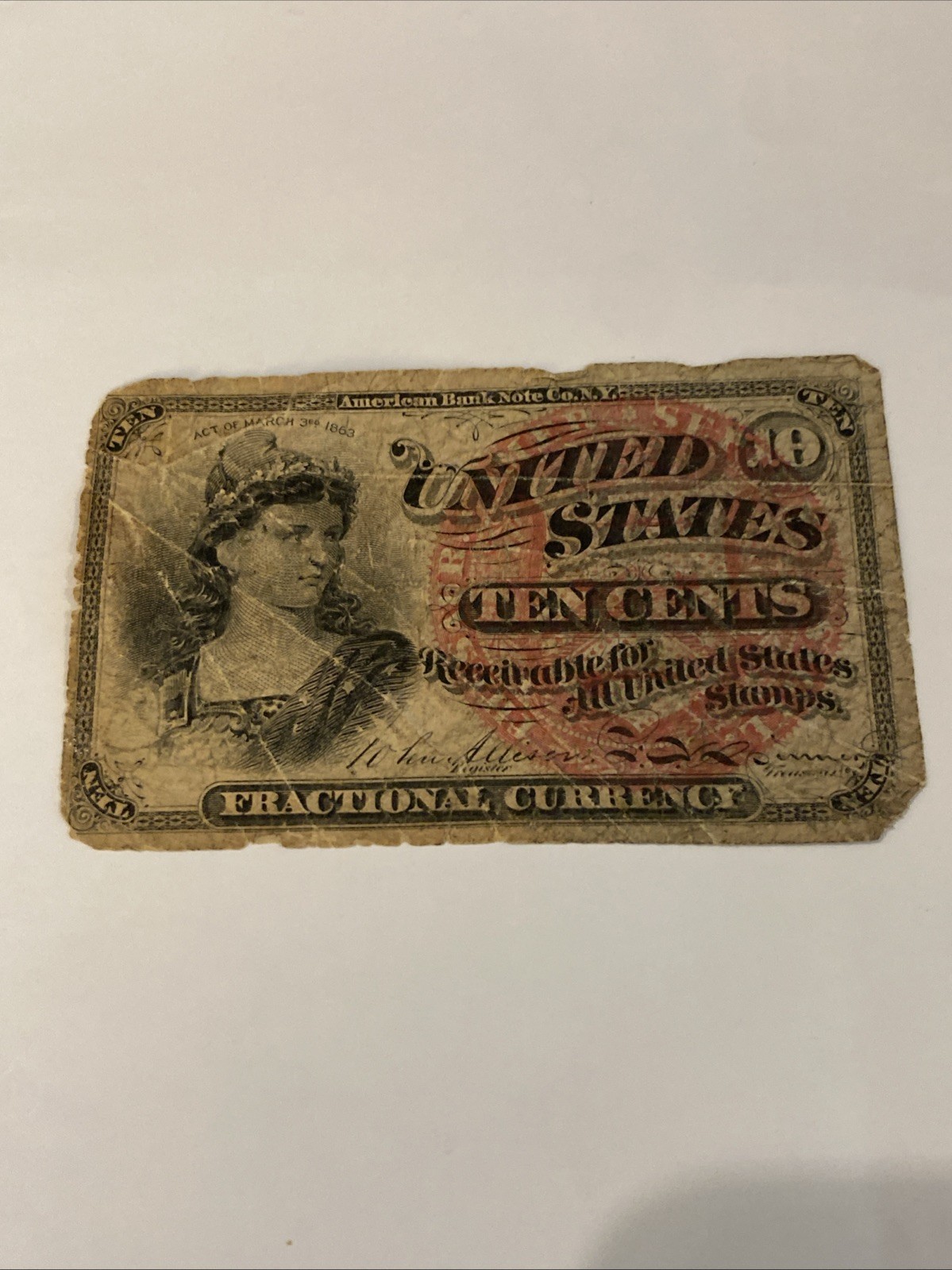 1863 10 Cent United States Fractional Currency 6252