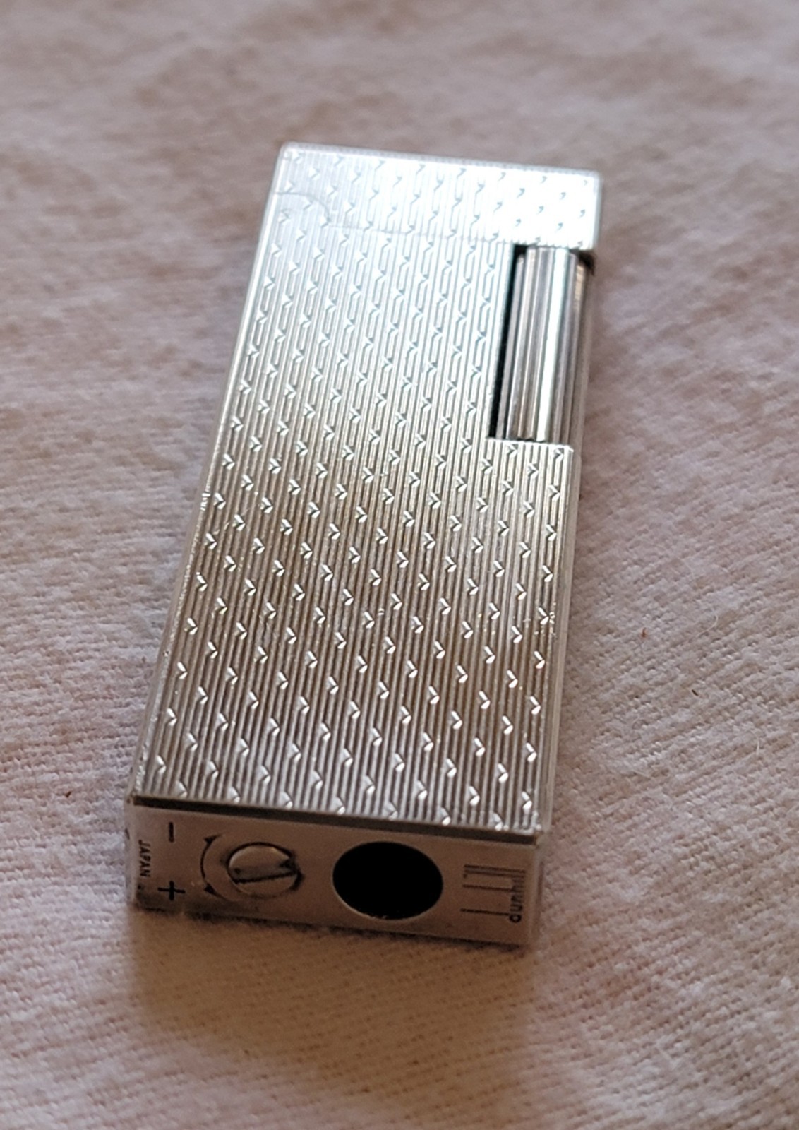 Dunhill Vintage Lighter Rollagas Silverplate Hobnail Design 