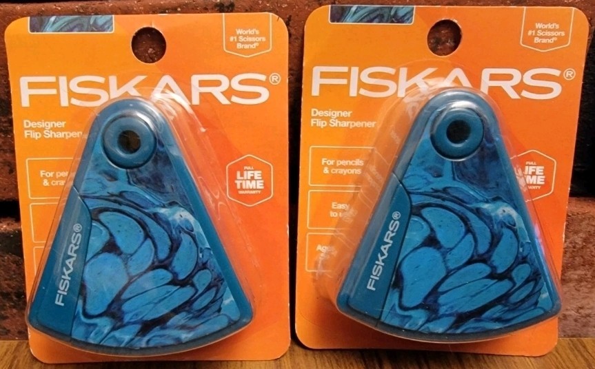 (2) Fiskars Designer Flip  Sharpener -  Pencils & Crayons 