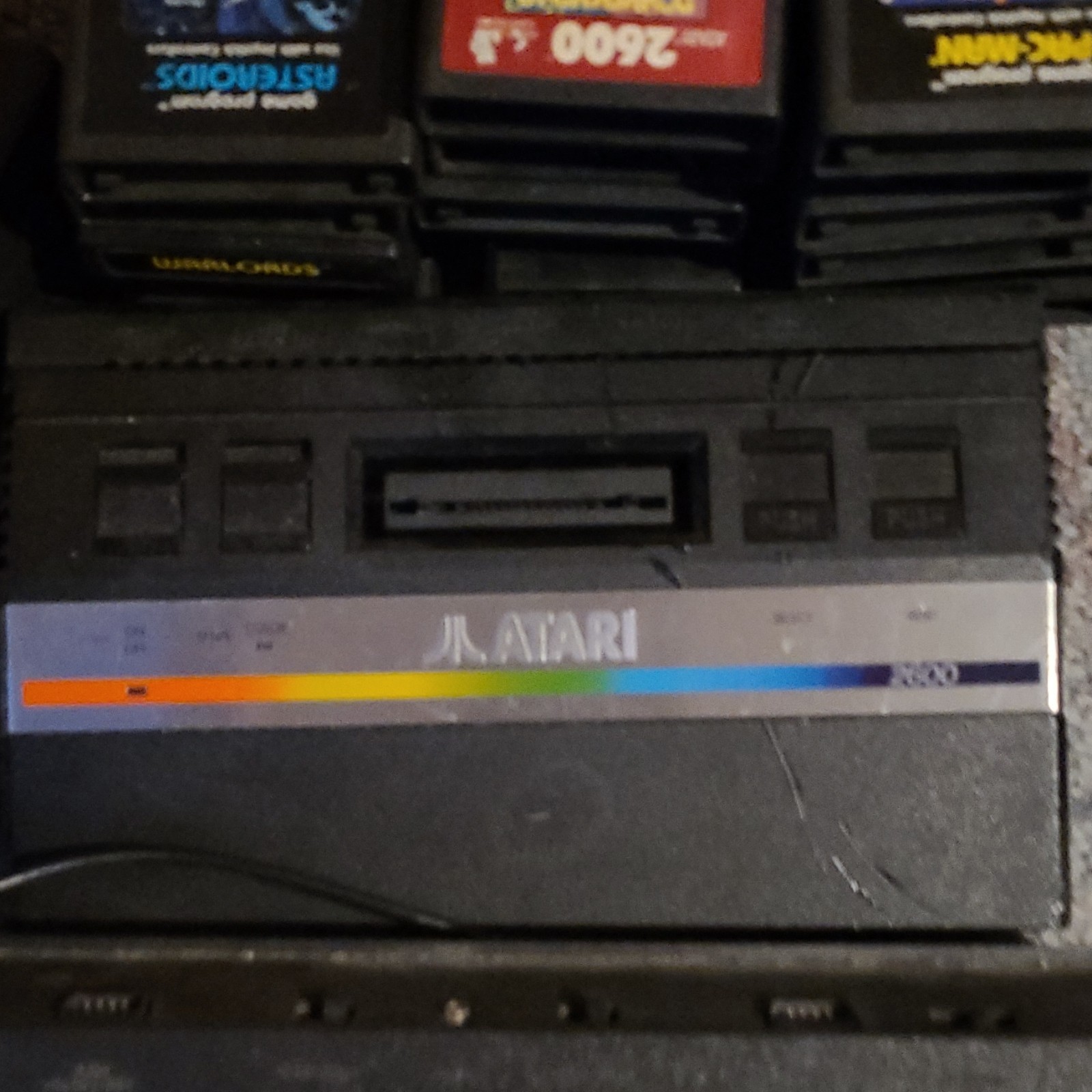 Atari 2600 Console Lot with Controllers, Game Cartridges, Pac-Man Arcade