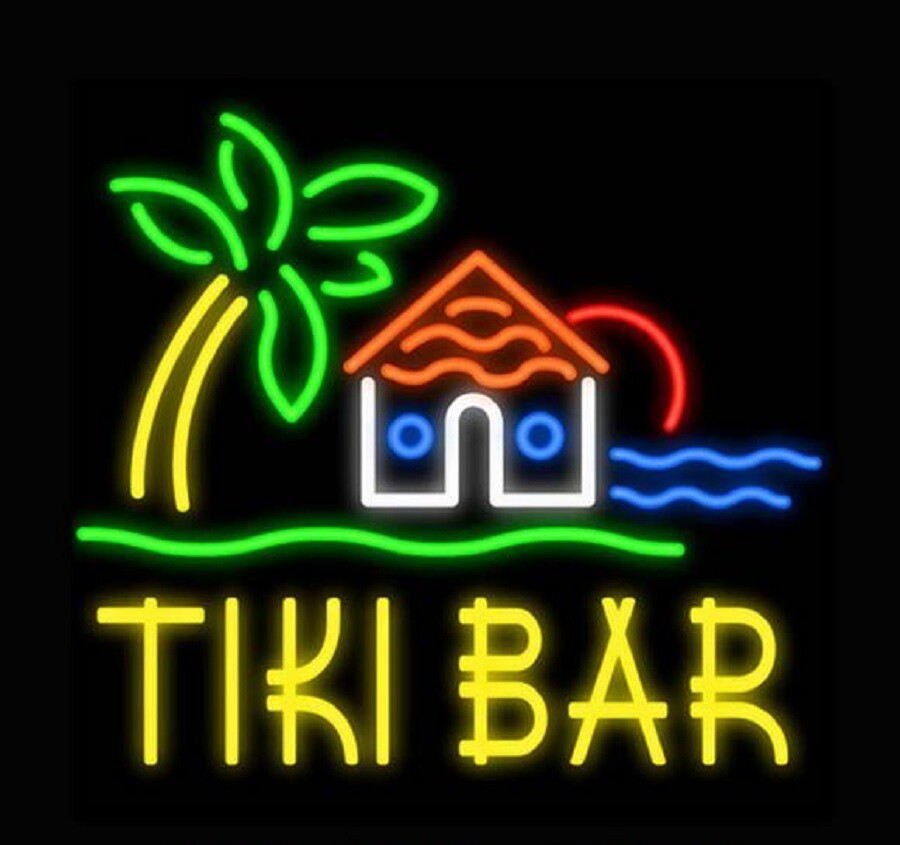 Tiki Bar Palm Tree House Neon Sign Light Lamp Workshop Glass Decor HA 24x20