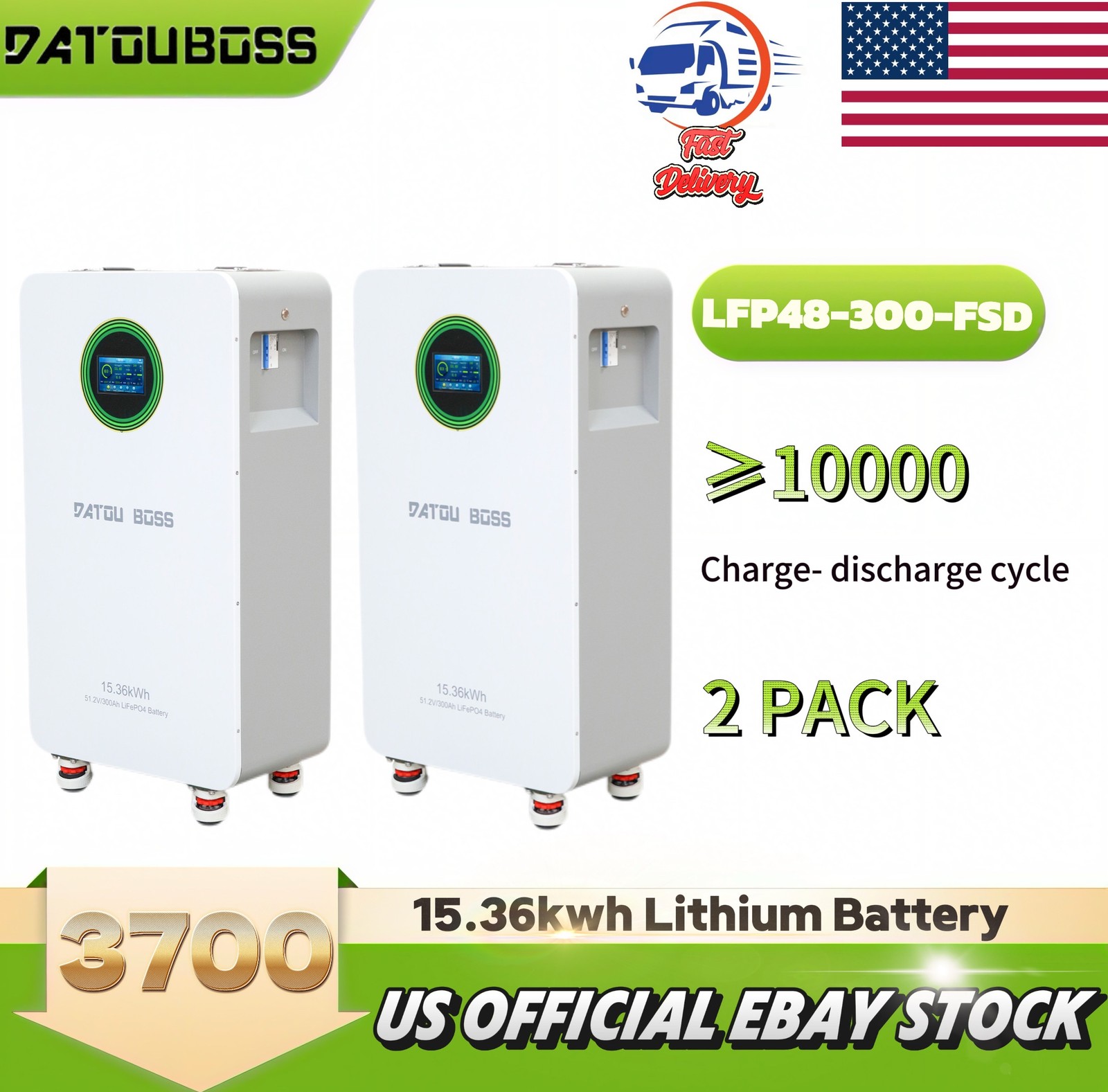 2 PACK 48V 314ah Lithium Battery 15360wh For Home Solar Energy Storage PV