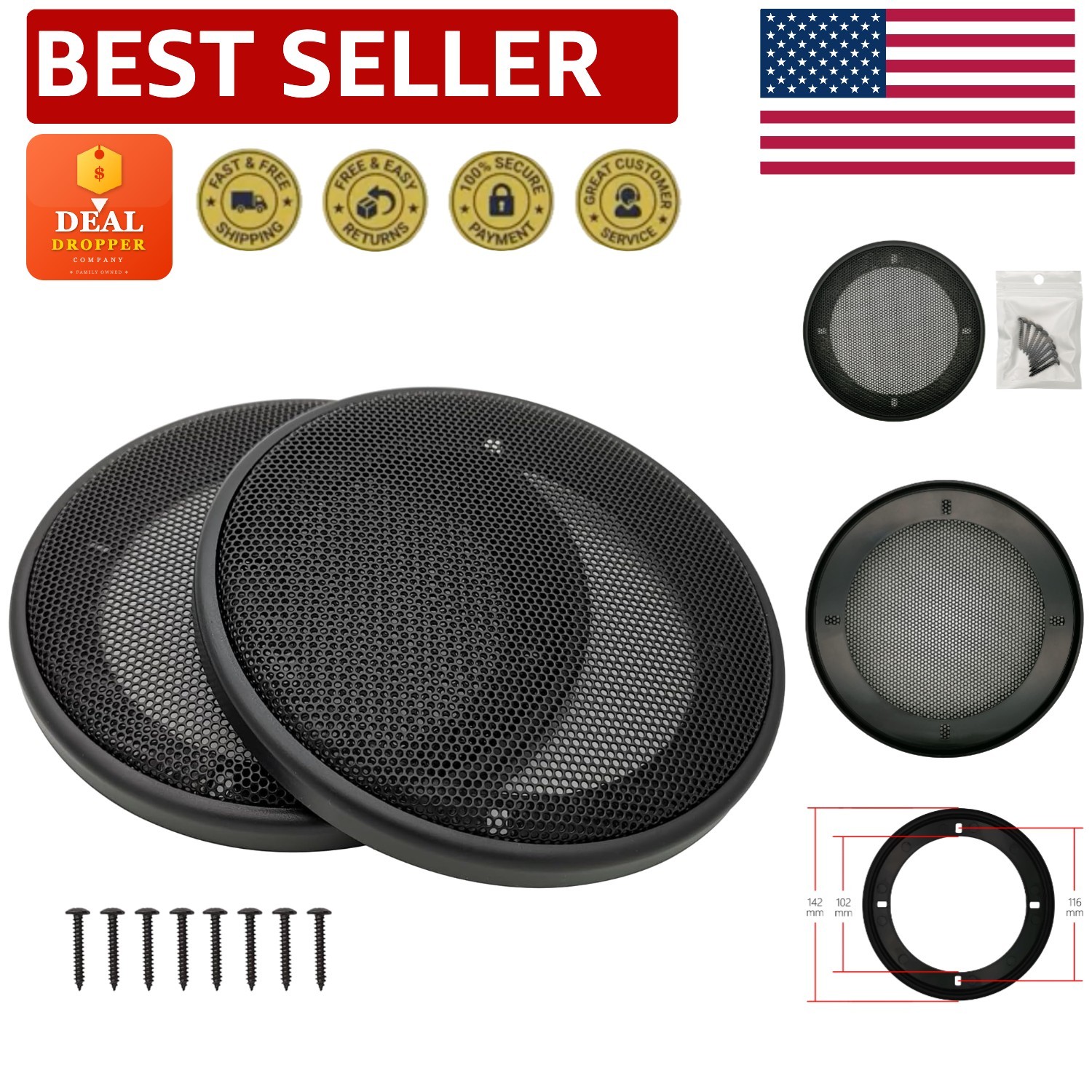 Stylish 4-Inch Car Speaker Grill Covers - Essential Subwoofer Protection (2 Pcs)