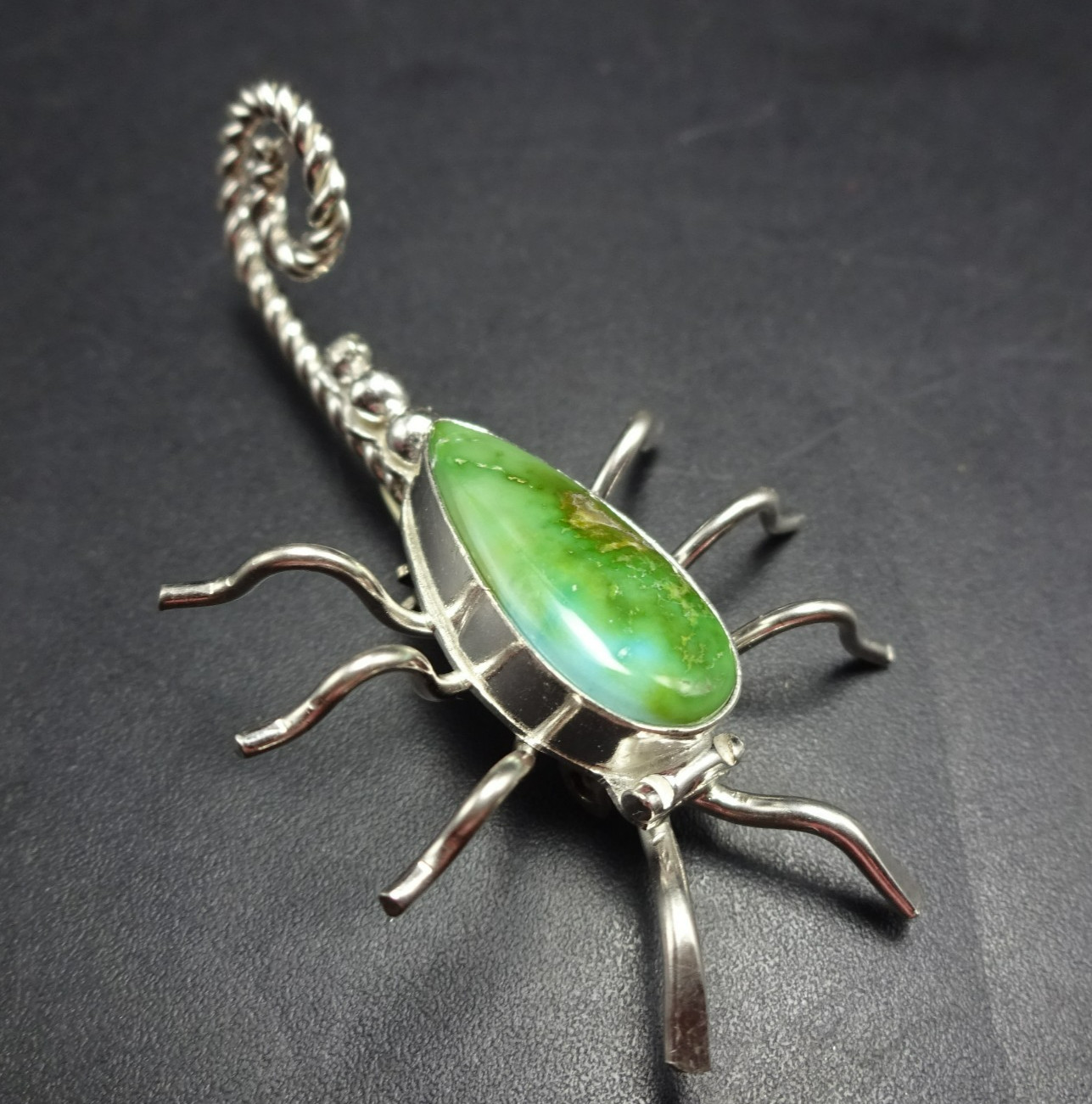 NAUGHTY Sterling Silver SCORPION PIN/BROOCH with Sonoran Gold TURQUOISE