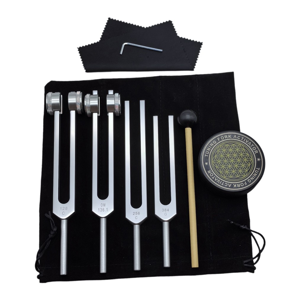 Tuning Forks for Healing Set 128Hz, 136Hz, 256Hz, 384Hz & Hockey Puck3117